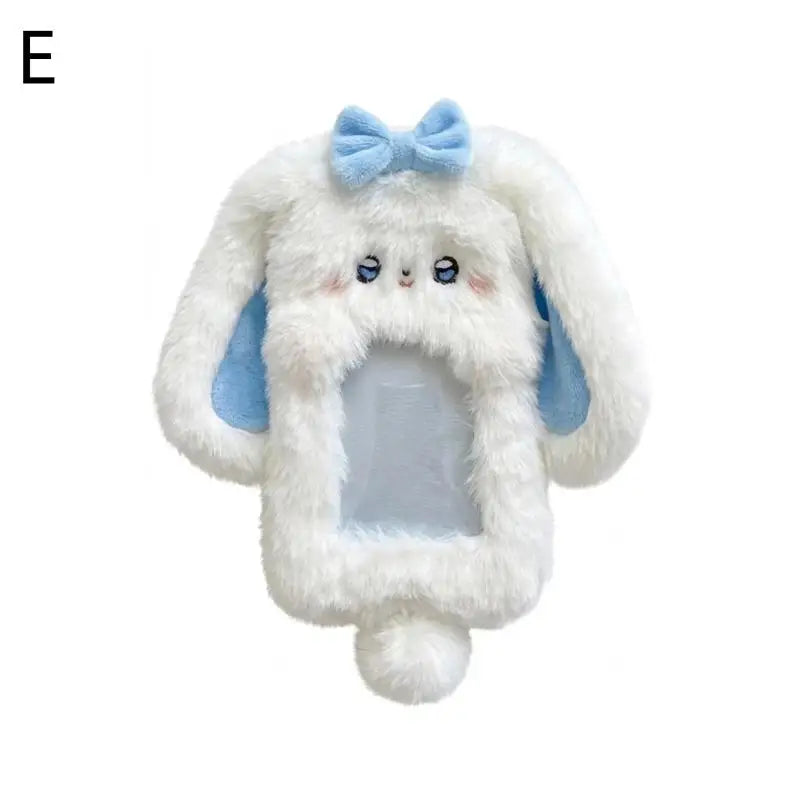 Cute Plush Rabbit Photocard Holder Soft Animal Design Anti-Scratch ID Card Case for Students School Daily Use 1Pcs Oasis Select E