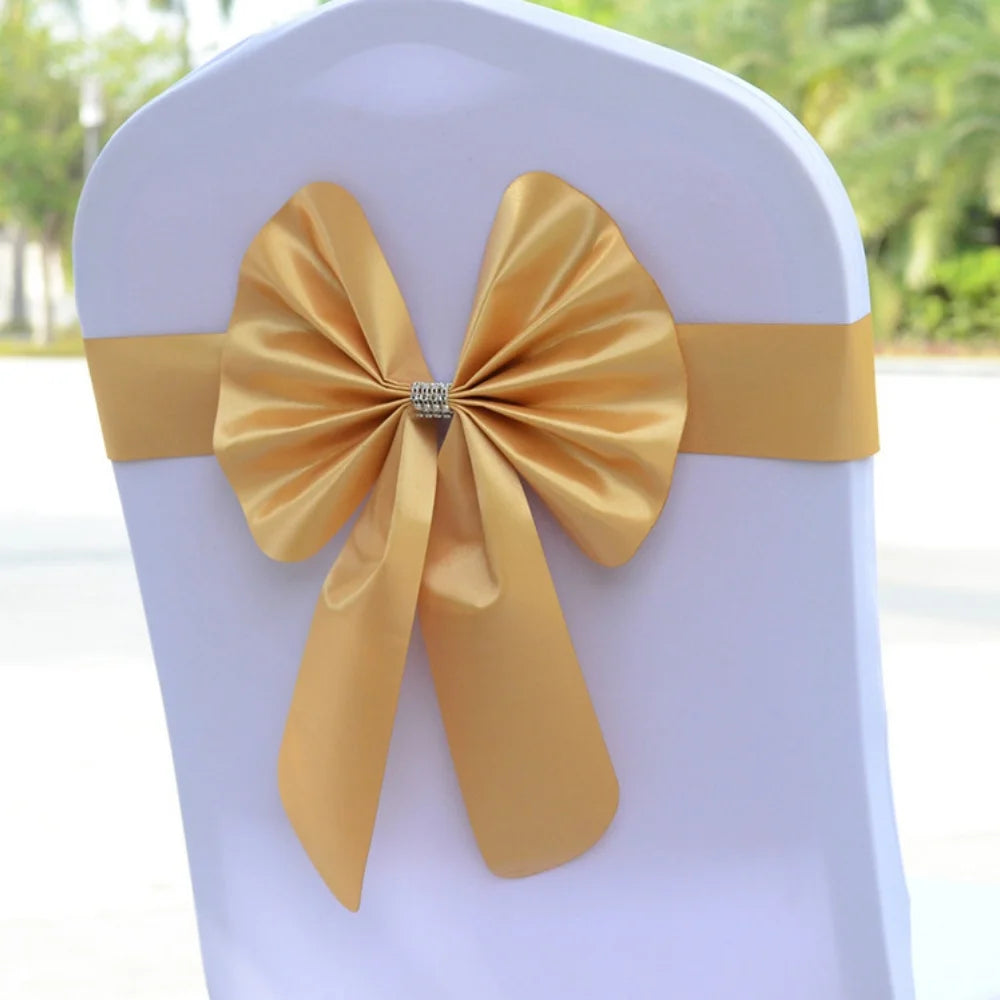 New Sashes Elastic Bow Tie Ready Made Chair Sashes Band For Wedding Party Hotel Banquet Event Decoration Oasis Select Yellow