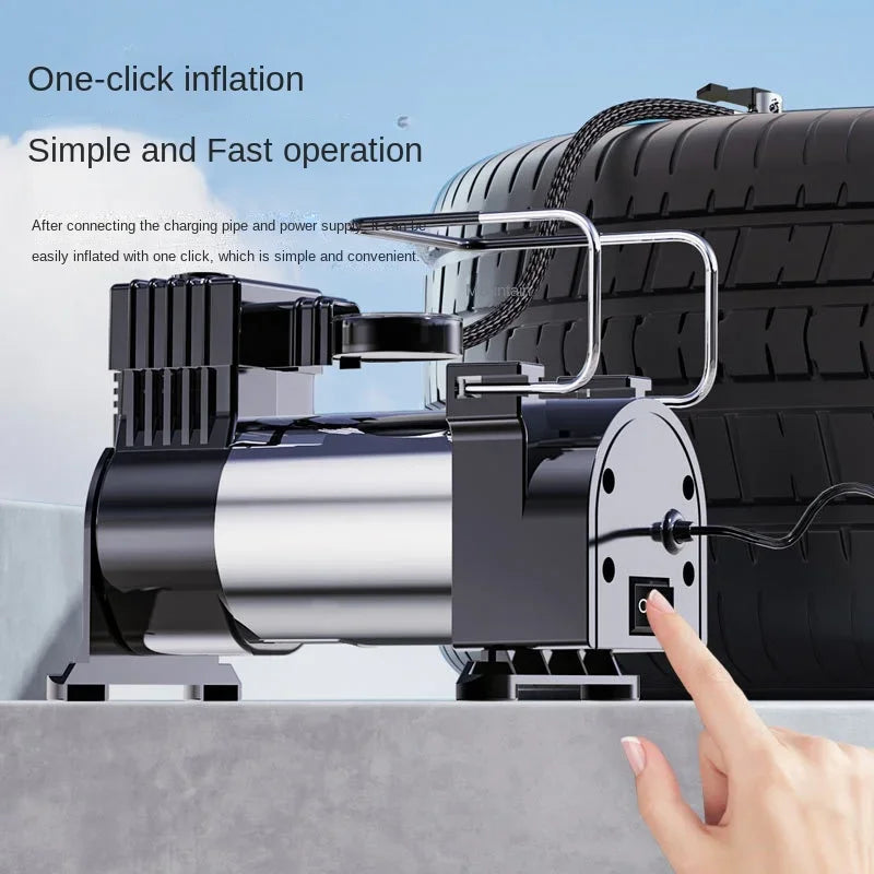 140PSI 12V Car Tyre Inflator Heavy Electrical Air Compressor Automotive Inflation Pump Vehicle Inflation Pumps W/ Pressure Gauge Oasis Select
