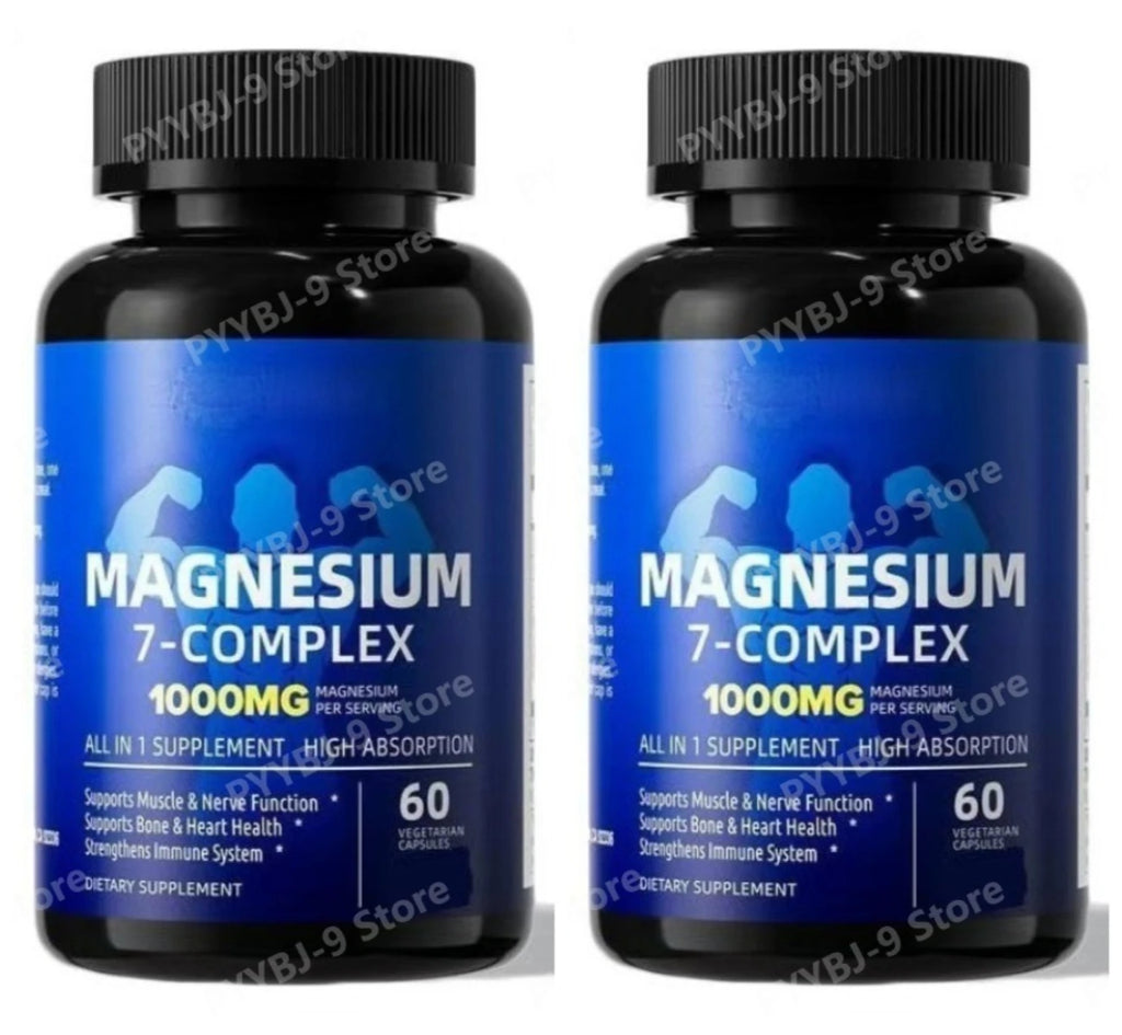 Magnesium 7 Complex 1000mg – Glycinate, Citrate, Zinc, D3 & B6 60ct Magnesium Supplement Oasis Select 2 bottles