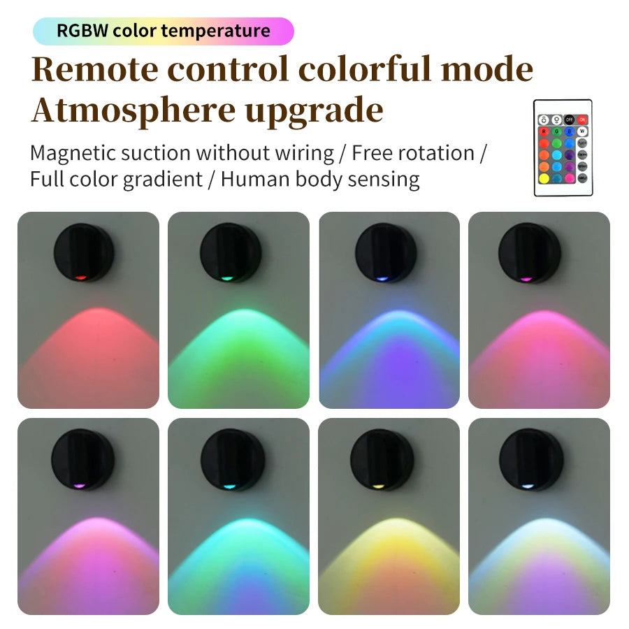 Motion Sensor LED Wall Lamp with Remote Control Rechargeable Touch Night Light Magnetic RGB Spotlight for Bedroom Hallway Stairs Oasis Select