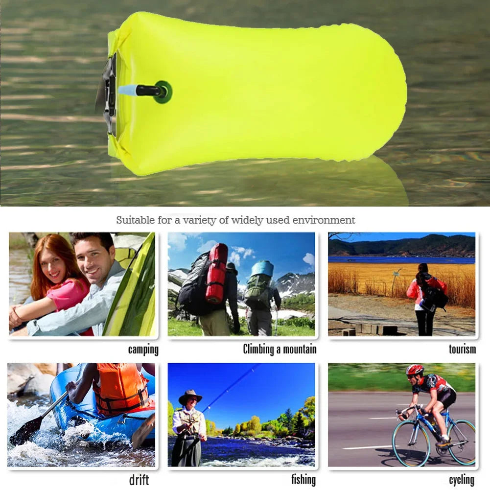 Dry Bag Inflatable Open Swimming Buoy Tow Float with Waist Belt for Boating Rafting Swimming Bucket Water Sport Safety Bag Oasis Select