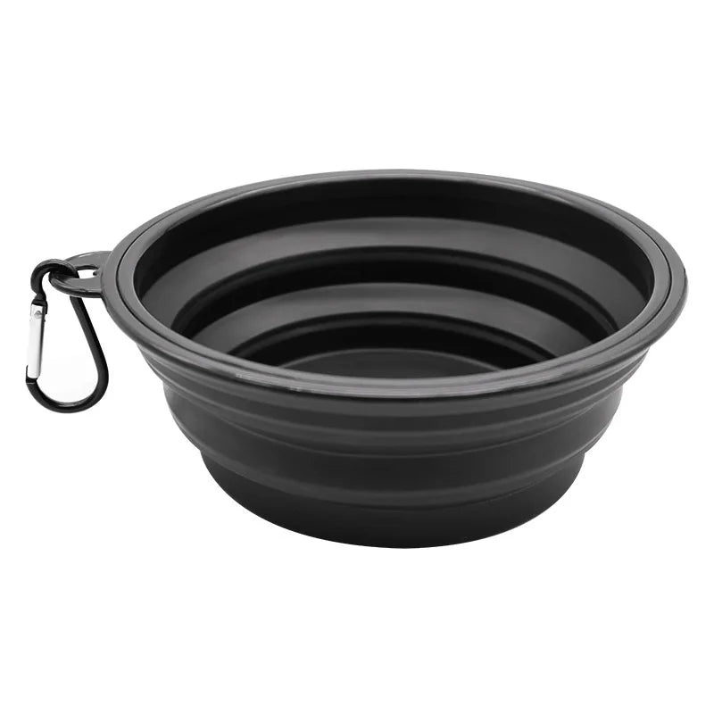 Portable Dog Bowl with Telescopic and Folding Design Suitable for Pets Including Food and Water Suitable for Outdoor Use Oasis Select black-1pcs