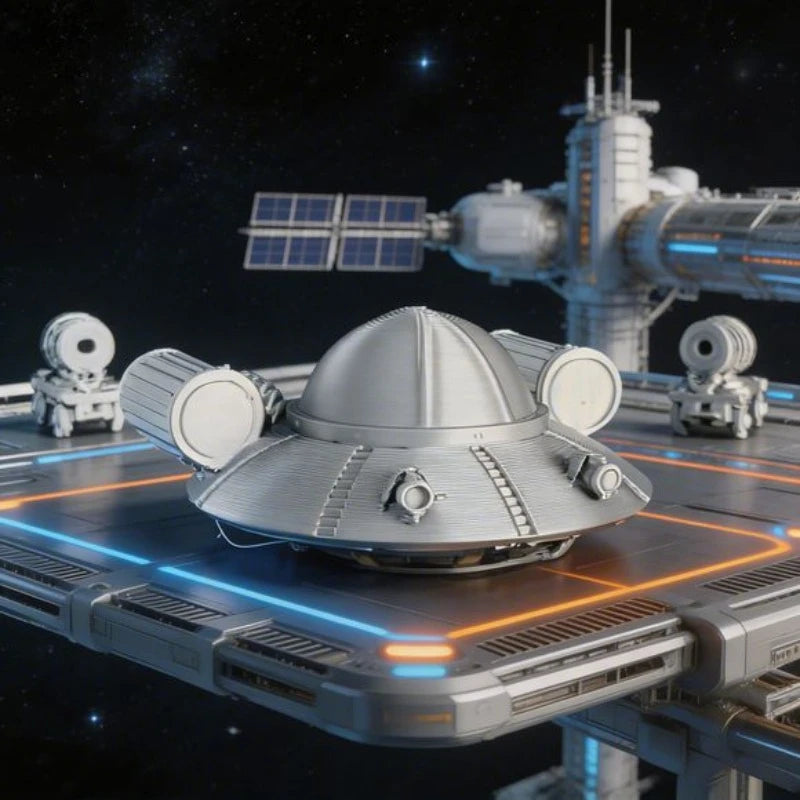 Retro Sci-Fi Spaceship Figurine Desktop Ornament UFO Mini Model DIY Paintable Decor Space Themed Projects Alien Craft Decoration Oasis Select