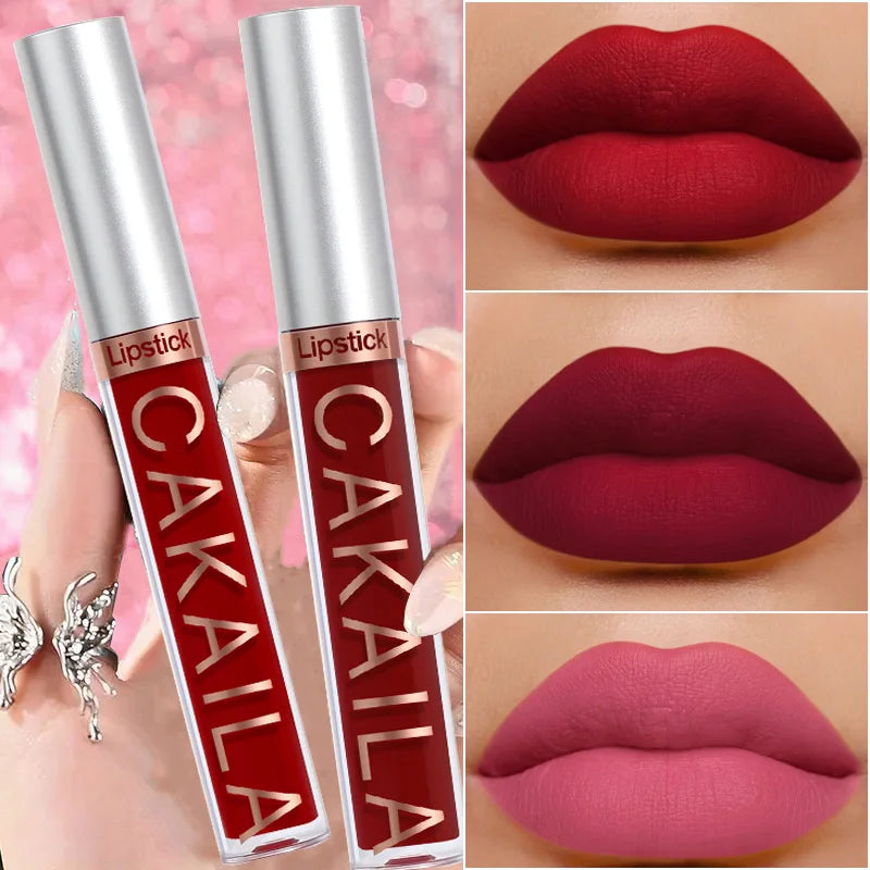 1 Pcs Waterproof Lip Gloss Lipstick Set - Nude, Dark Brown & Matte Red Shades, Long-Lasting 24-Hour Wear, Suitable for All Skin Oasis Select