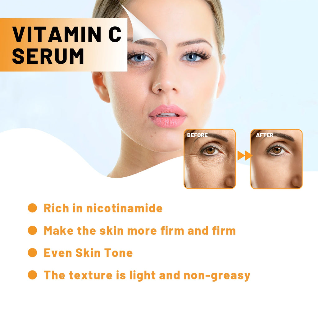 Anti Aging Facial Serum Vitamin C Reduce Fine Lines Forehead Wrinkles Moisturizing Smoothing Skin Repairing Firming Face Serum Oasis Select