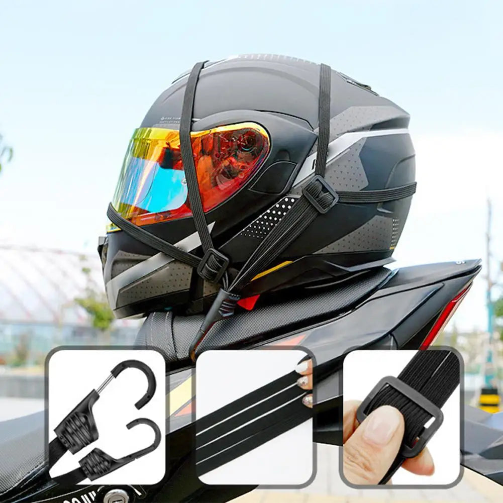 Motorcycle Helmet Straps with Hook 60/90CM 2 PCS High-Strength Retractable Protective Luggage Net small item storage Oasis Select