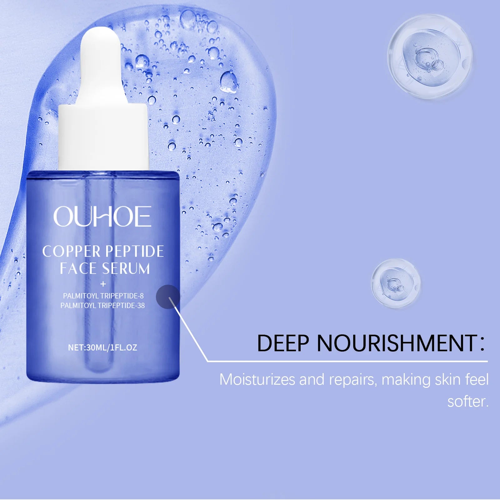 30ML Facial Serum Gentle Moisturizing Nourishing Enhance Smoothness Improve Skin Elasticity Glowing Copper Peptide Face Serum Oasis Select