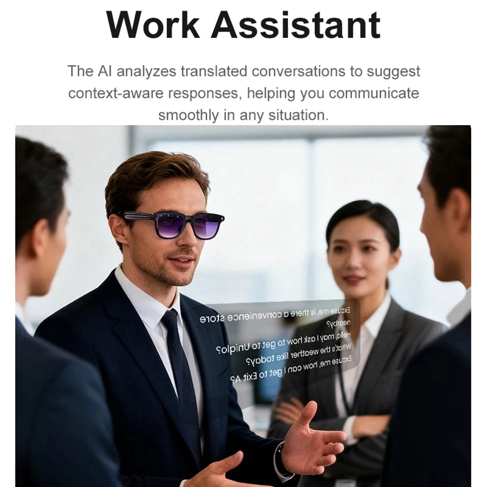 Smart Glasses AI Assistant Real-time Translation Eyewear Camera Bluetooth Call Sunglasses Shoot Audio Video Music Player Men Oasis Select