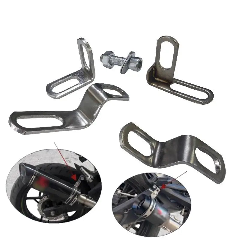 Motorcycle Fixed Brackets and Exhaust Clamps; 1 to 3-Piece Stainless Steel, Z or L Shaped Oasis Select