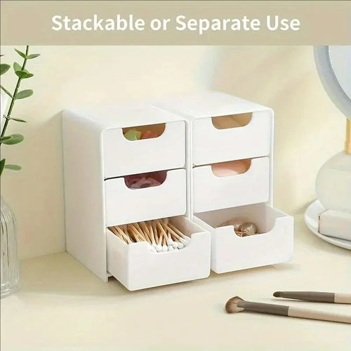 1/2pcs 3-Tier Desktop Organizer with Drawers, Plastic Storage Box for Stationery School Office Supplies,Household Storage Box Oasis Select
