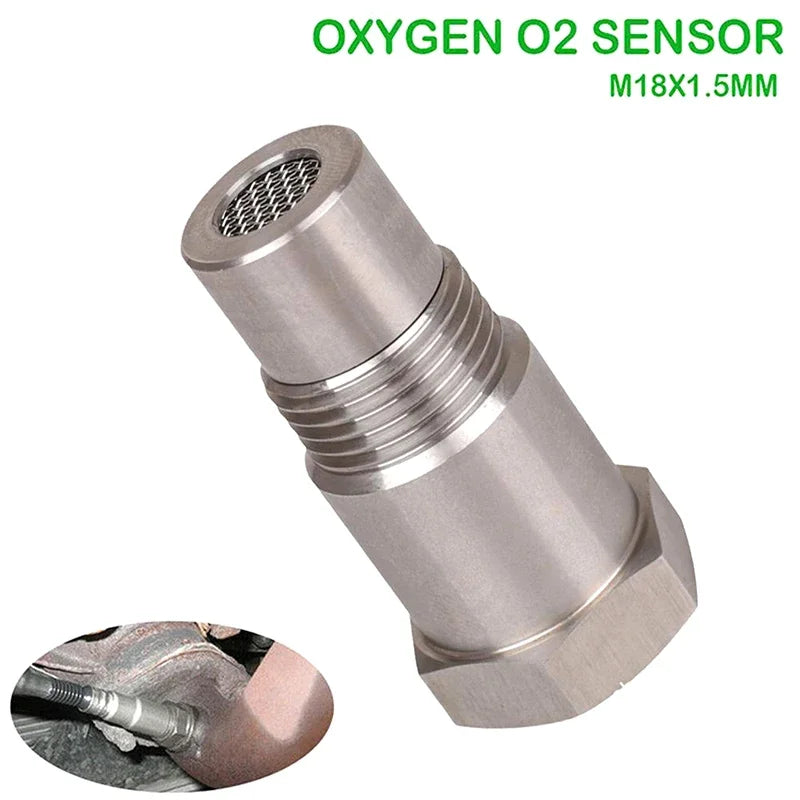 New Oxygen O2 Sensor Spacer Adapter Connector Fix Check Engine Light Converter M18X1.5 With Filter Screen Oasis Select Silver