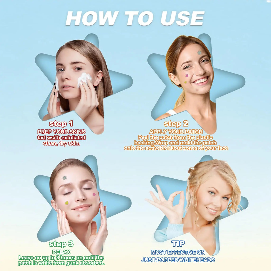 120 pieces/box HITWORKER star shaped glitter acne stickers odorless, gentle, non irritating, long-lasting acne stickers Oasis Select