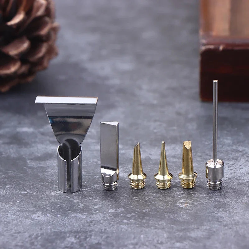 5/6Pcs Replacement Copper Tips Nozzle Kit For Hs-1115K / Mt-100 Aerated Flame Butane Gas Soldering Iron Cordless Welding Tool Oasis Select