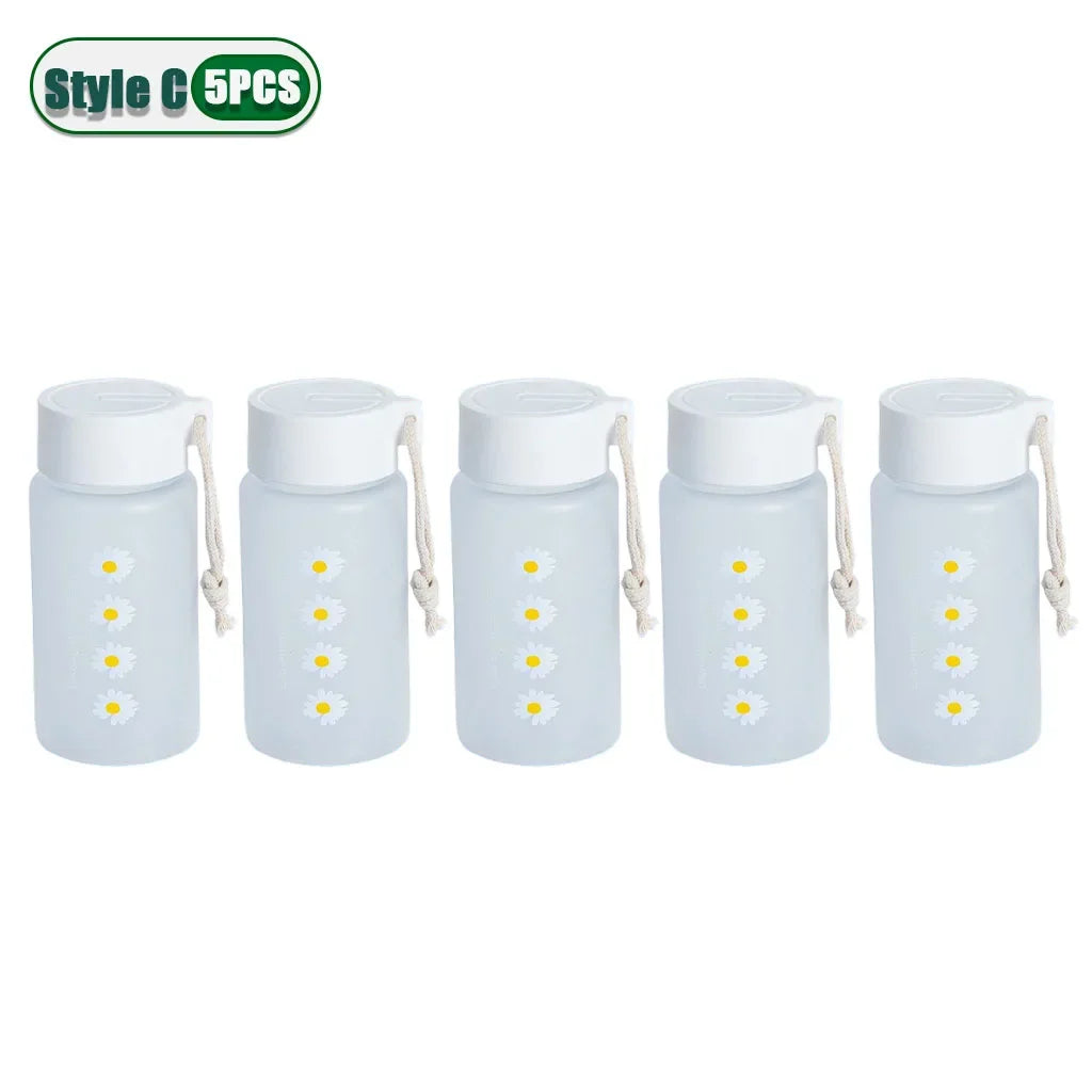 Small Daisy Frosted Plastic Mug Transparent Portable Travel Tea Cup BPA Free Cute Outdoor Girl Water Cup Children Water Bottle Oasis Select Style C-5PCS