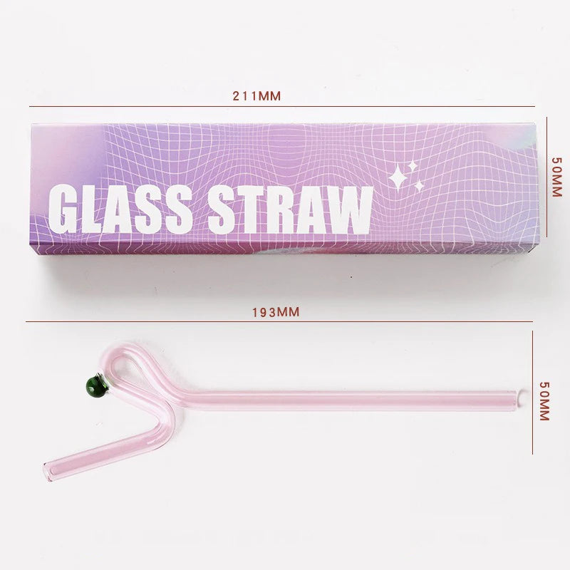 Knotted Colored Glass Straws Lightweight Smooth Edge Gift for Men Women and Kids Practical Stylish Versatile Suitable for Photos Oasis Select BJ00585