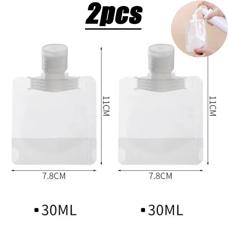 2-10PCS Travel Empty Squeeze Bags Lotion Dispensing Bag Refillable Shampoo Toiletries Conditioner Liquid Cosmetic Storage Pouche Oasis Select 2pcs-30ml