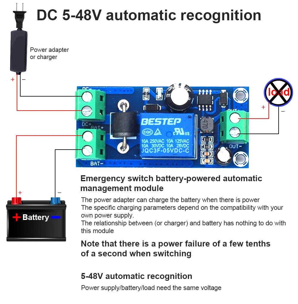Power-OFF Automatic Switching Module UPS Board DC 5-48V Lithium Battery Uninterruptible Power Supply For Emergency Power Cut-of Oasis Select