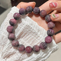 Natural Purple Bodhi Root Beaded Bracelet Buddhist Beads Rosary Beads Carved Lucky Jewelry Oasis Select A1