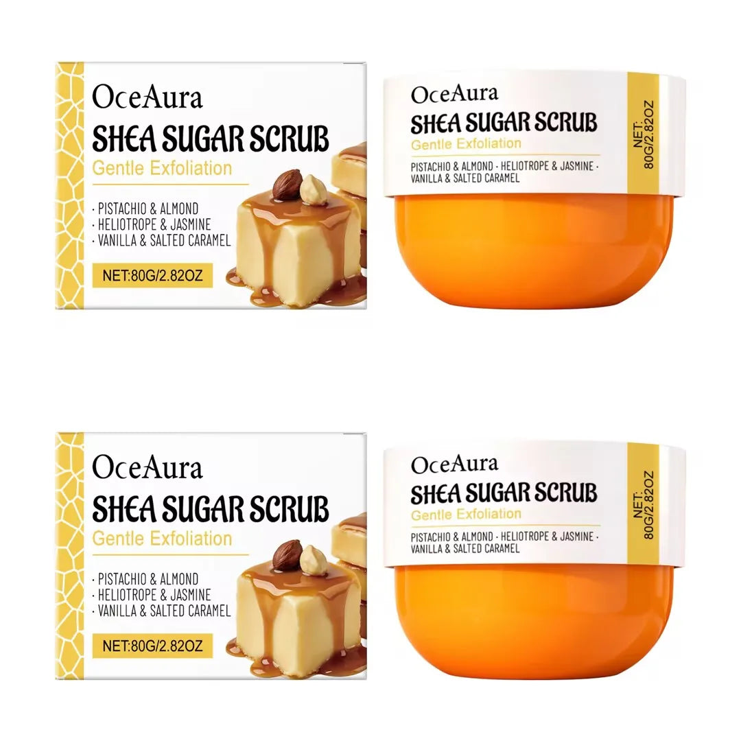 Hydrating Body Scrub Caramel Shea Sugar Scent Deep Exfoliation Remove Oasis Select 80g x2 boxed