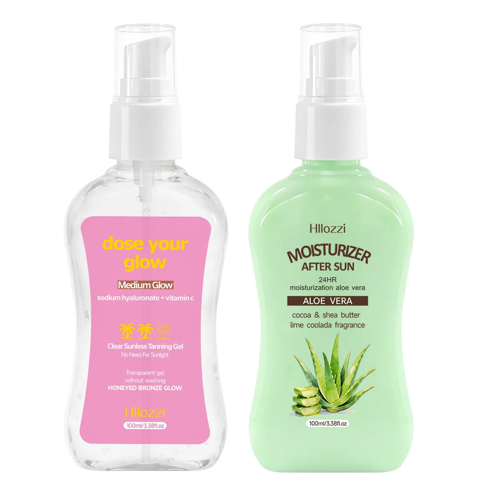 CLEAR SUNLESS TANNING GEL (MEDIUM GLOW) MOISTURIZER AFTER SUN,Long-lasting bronze, nourishing without stickiness Oasis Select Tanning Care Set