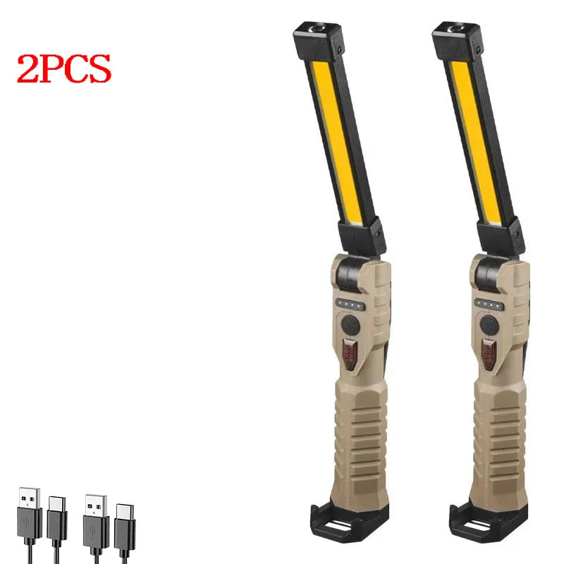 Foldable Work Lights 1000 Lumens Rechargeable Lantern Magnetic Camping Lamp Built-in Battery Camping Equipment Waterproof Torch Oasis Select khaki 2PCS