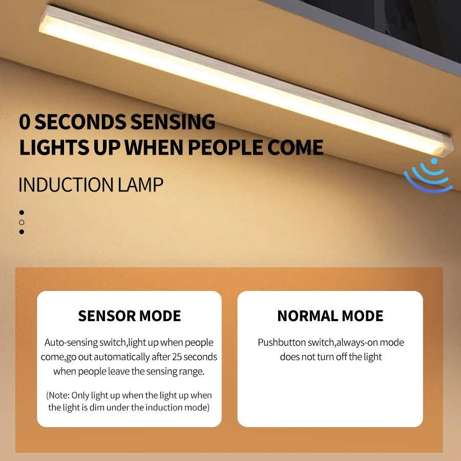 USB Rechargeabl LED Night Light PIR Motion Sensor Under Cabinet Lamp For Bedroom Wardrobe Hallway Staircase Bar Lighting Oasis Select
