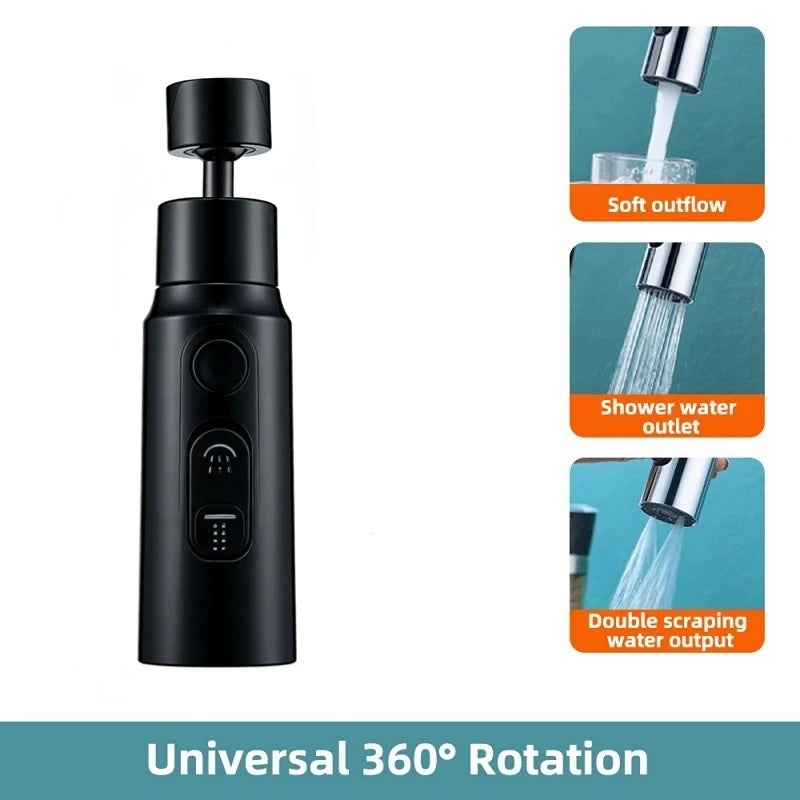 1pc Kitchen Faucet Aerator Faucet 3 Modes Bathroom Anti-splash Sprayer Kitchen Taps Anti-Splash Tap Booster Shower Filter Oasis Select Black