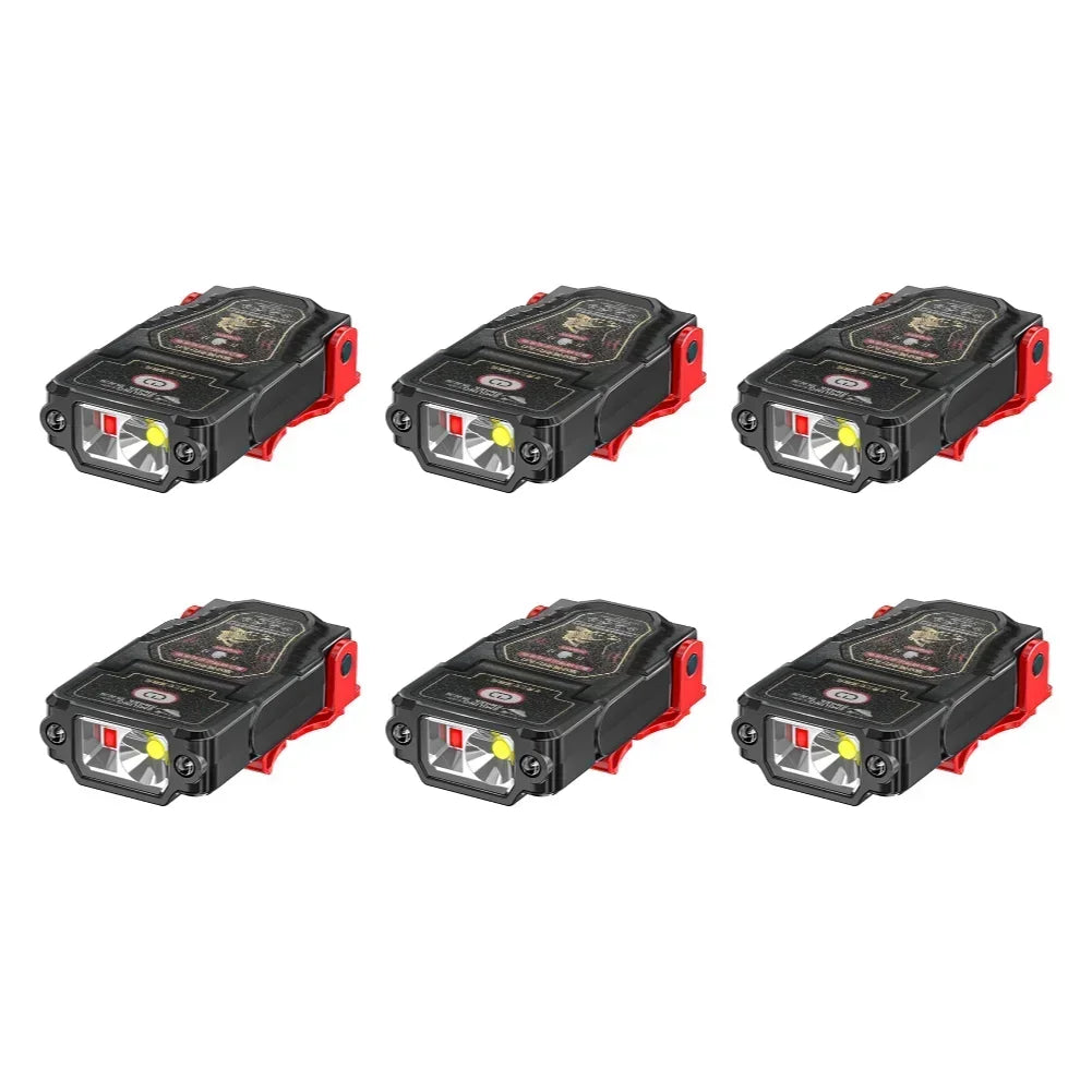 1-10PCS Mini Sensor LED Headlamp Hat Cap Clip Lights Rechargeable Head Torch Waterproof Headlight Flashlight for Camping Fishing Oasis Select XHK12 6pcs