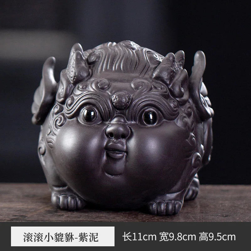 Lucky Purple Clay Cute Pixiu Tea Pet Ornament Premium Nurturable Creative Personalized Tea Play Tea Table Tea Set Accessories Oasis Select Pixiu - Purple Clay 2
