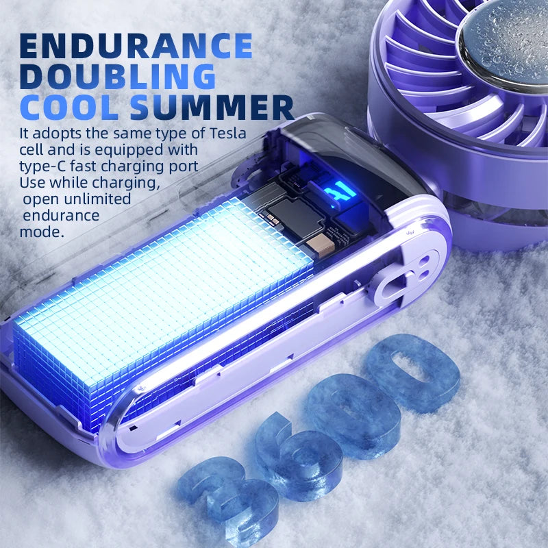 3600mAh Portable Neck Fan – Semiconductor Cooling, Foldable
