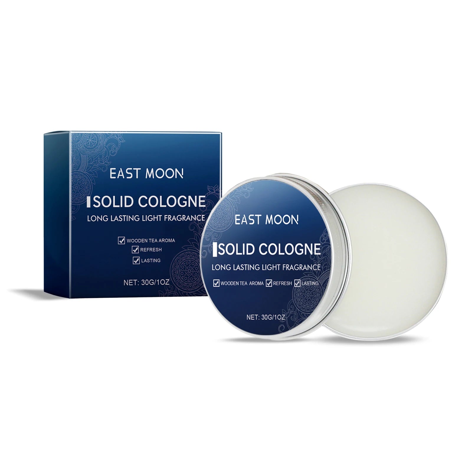 East Moon Men Sandalwood Solid Fragrance Balm | Long-Lasting Scent Solid Fragrance Balm Oasis Select Cologne 30g boxed