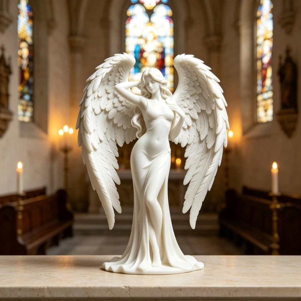 Multi-Layer Seraph Goddess Sculpture 3D Print Heart Wings Figurine Wedding Mantel Spiritual Minimalist Tabletop Decor Present Oasis Select