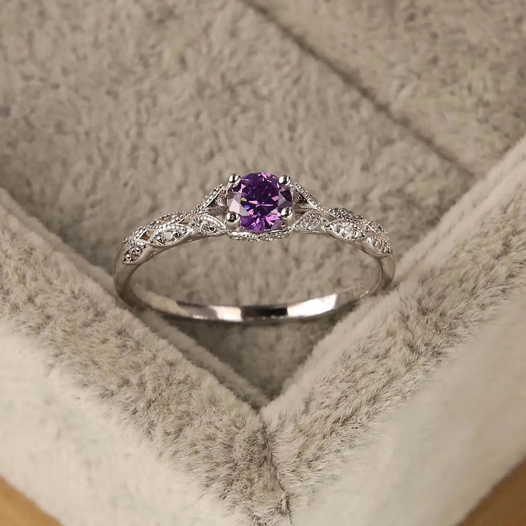 Amethyst Zirconia Silver-Plated Women's Ring | Fashion Jewellery Fashion Ring Oasis Select purple 6