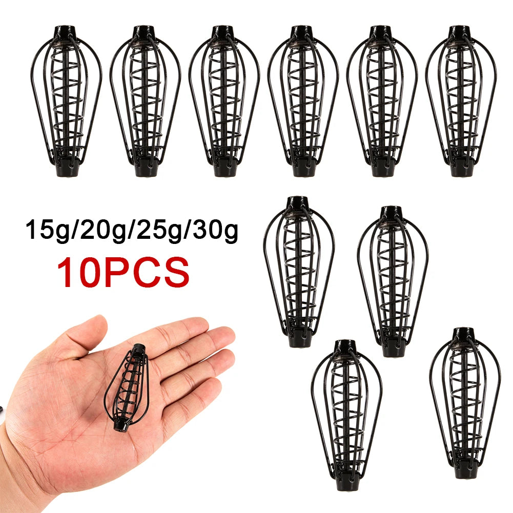 10PCS 15-30g Fishing Tackle Feeder Cage Round Lures Refill Rig Hook Bait Inline Wrap Case For Carp For Fishing Tools Accessories Oasis Select