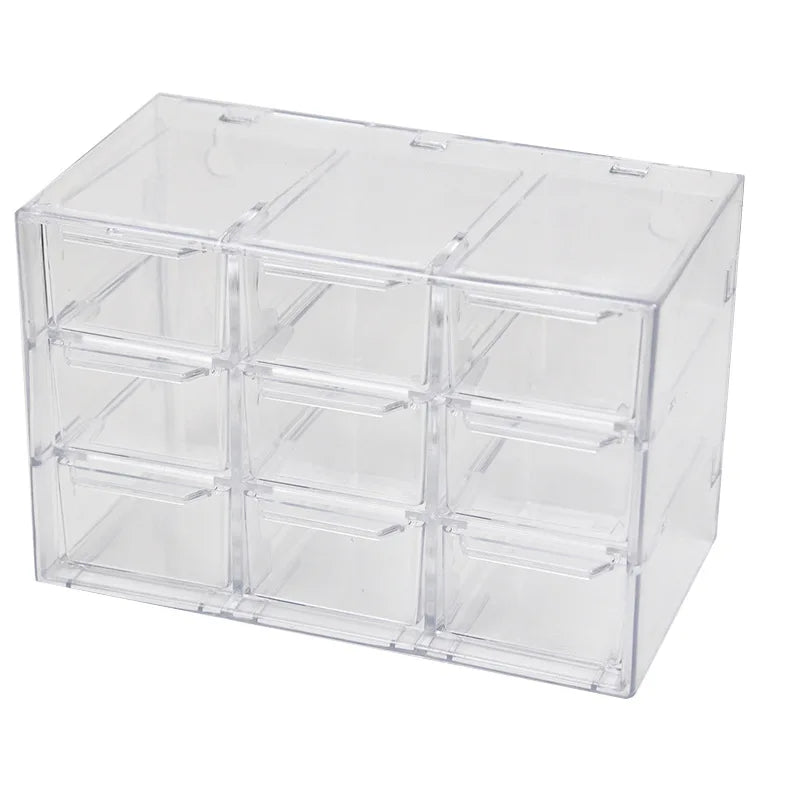 Transparent Desktop Multi Grid Jewelry Box Drawer Type Lipstick Cosmetics Dustproof Storage Box Oasis Select 9cells