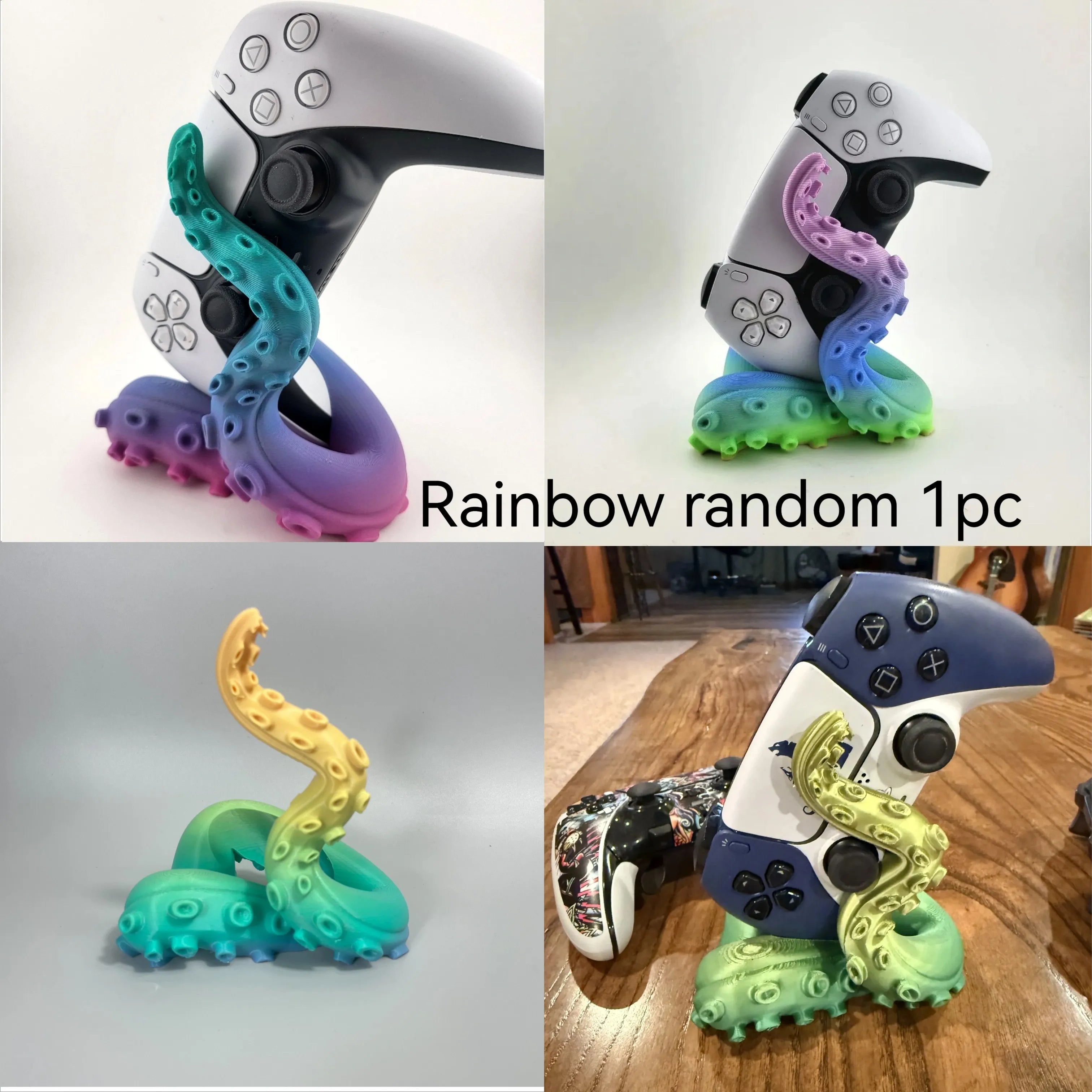 3D Printed Octopus Game Controller Stand Suitable for PS5 Controllers Desktop Stand Holiday Gift Home Decor Statue Ornament Oasis Select Rainbow random
