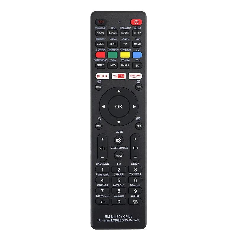 Universal TV Remote Control RM-L1130+X for Various Television Brands Oasis Select Black