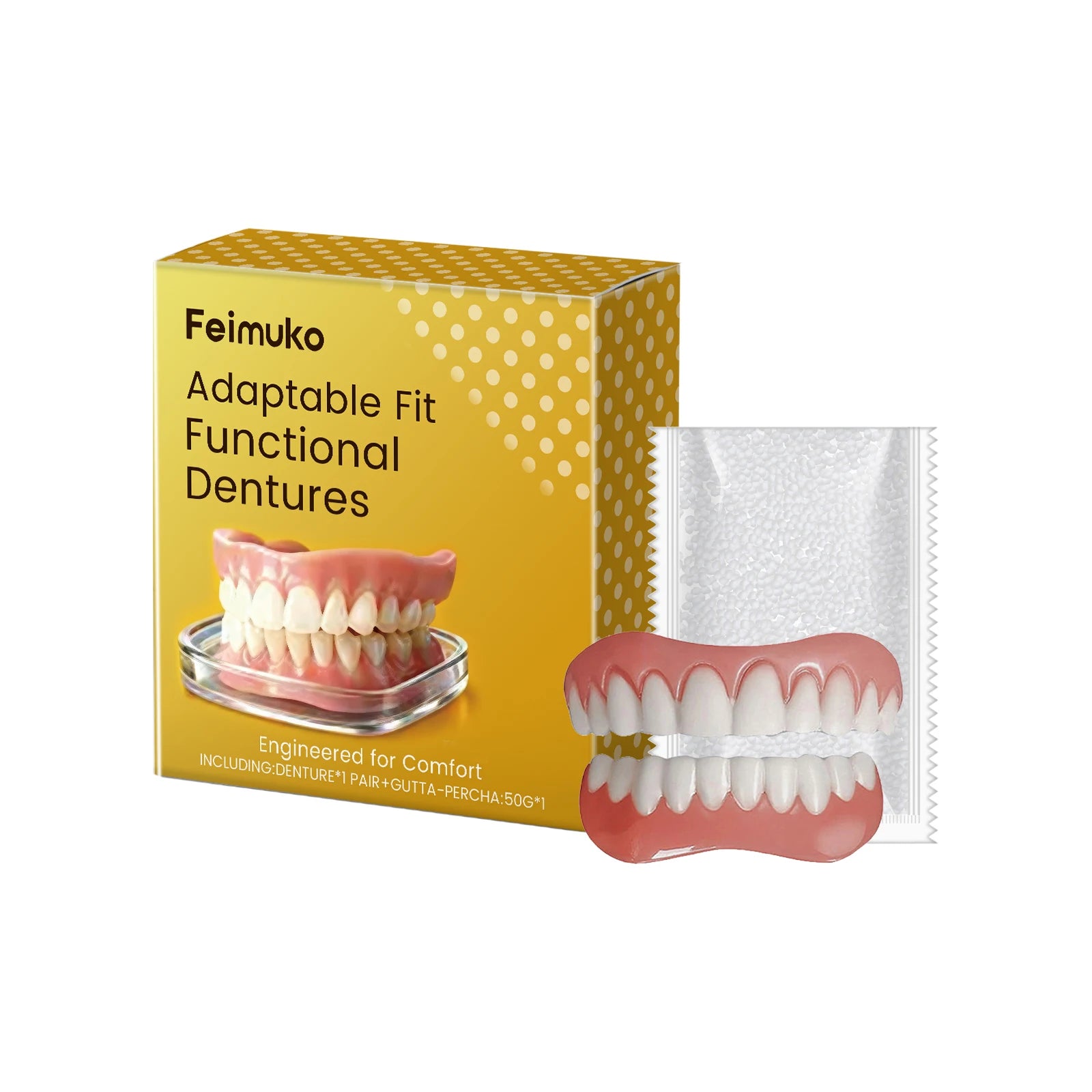 Silicone Fake Teeth Full Set – Realistic Upper & Lower Dentures Cosmetic Denture Set Oasis Select 1 Set