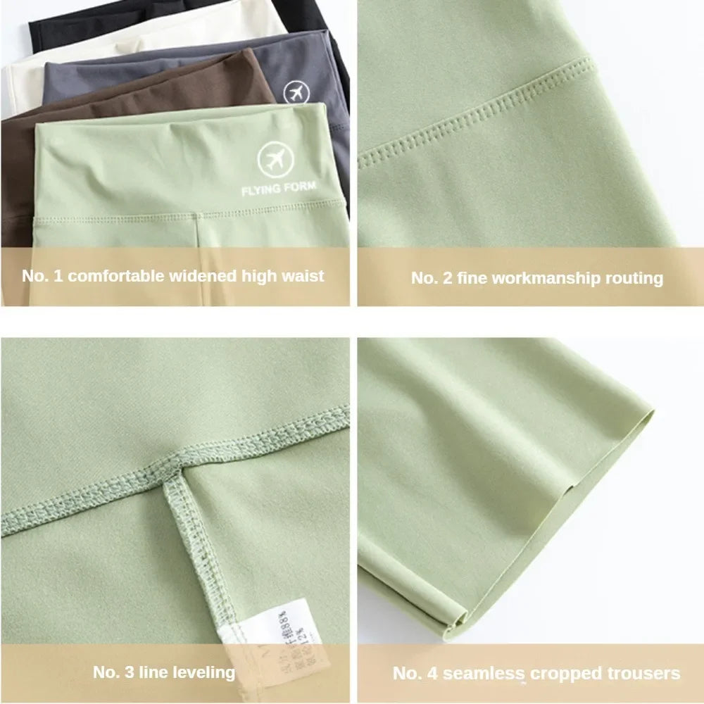 Summer Shark Bottoming Trousers Female External Wear Thin Section High Waist Lift Hip Elastic Yoga Five-minute Trousers Female Oasis Select