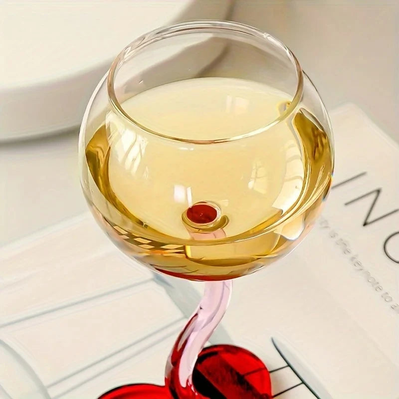 300ML Red Heart Bottom Glass Goblet Mug Red Wine Glass Cup Borosilicate Heat-resista Glass Cocktail Glass Valentine's Day Oasis Select