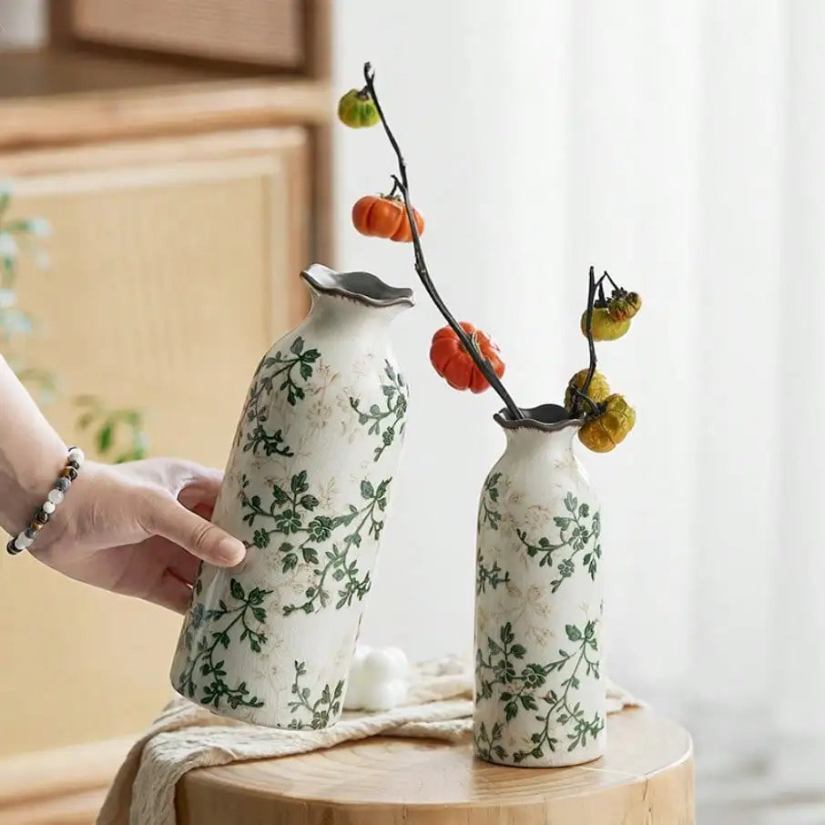 Crackle Ceramic Flower Vase Hydroponic Vase Table Decor Floral Arrangement Valentine's Day Gifts Birthday Graduation Gift Oasis Select