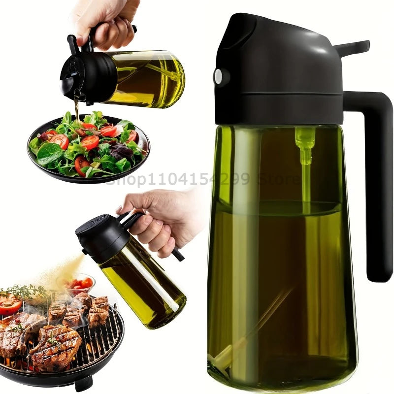 2-in-1 Oil Sprayer Dispenser Olive Oil Dispenser Oil Spray Bottle Plastic Spray Bottle for Cooking Air Fryer BBQ Baking Salad Oasis Select 1pcs Black