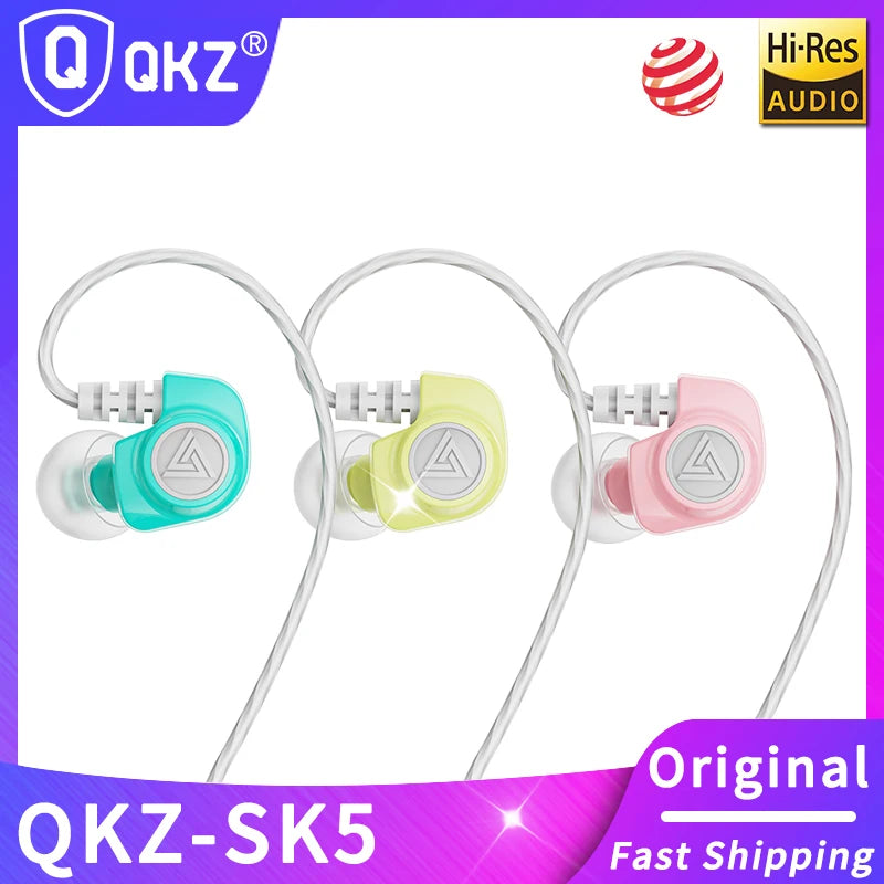 Original QKZ SK5 Wired Earphones In-ear 3.5mm AUX With MIC Noise Reduction HD Call HIFI For Game Music Sports Fashion Design Oasis Select