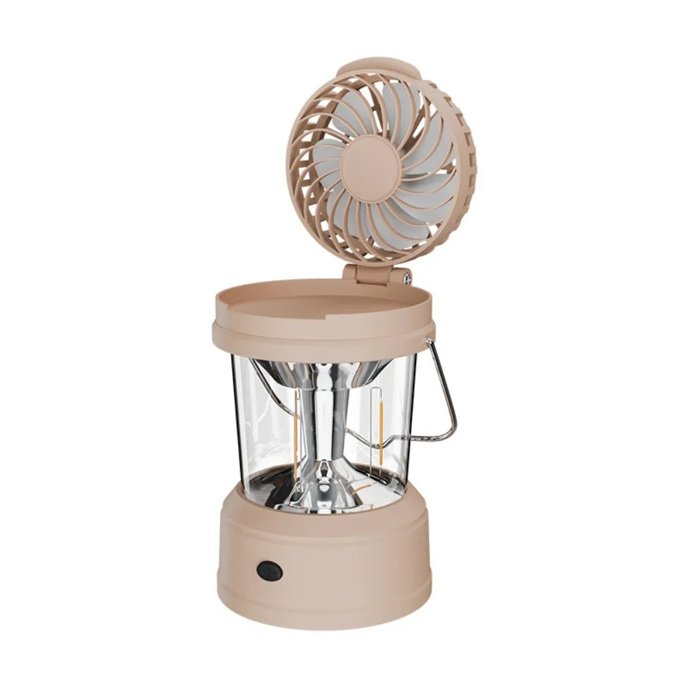 Practical 2 in 1 LED Fan Lantern Foldable Strong Light Camping Lantern with Fan Cool with Handle Portable Electric Fan Household Oasis Select LED Fan Lantern