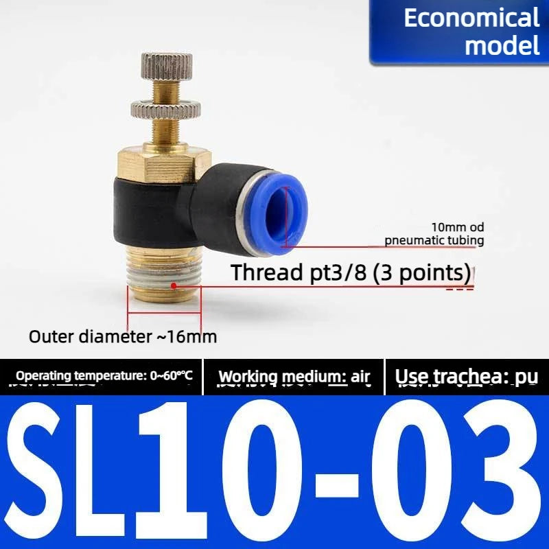 Quick Connect Pneumatic Connector "1/8" 1/4 "3/8" 1/2 M5 Air Speed Throttle Valve Regulating SL 4 6 8 10 12mm Valve Oasis Select Blue SL10-03