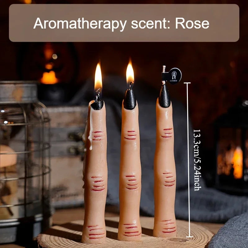 3PCS Halloween Aromatherapy Candles Spooky Skull Bone Fingers Pumpkin Candle 3D Scented Candles Festival Home Decoration Gifts Oasis Select finger