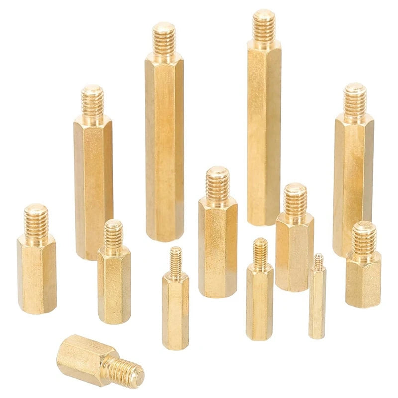 WISH M2+3Mm Support Screws, 240 Pieces Male To Female Hexagon Brass Support Washer Screw Nut Combo Kit, Gold Oasis Select