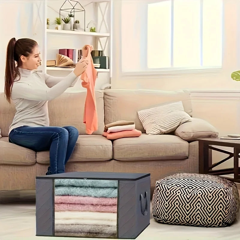 1/4/6/9pcs Durable Storage Bags with Handles - Foldable Closet Organizer for Clothing, Blankets, Comforters, Bed Sheets, Pillows Oasis Select