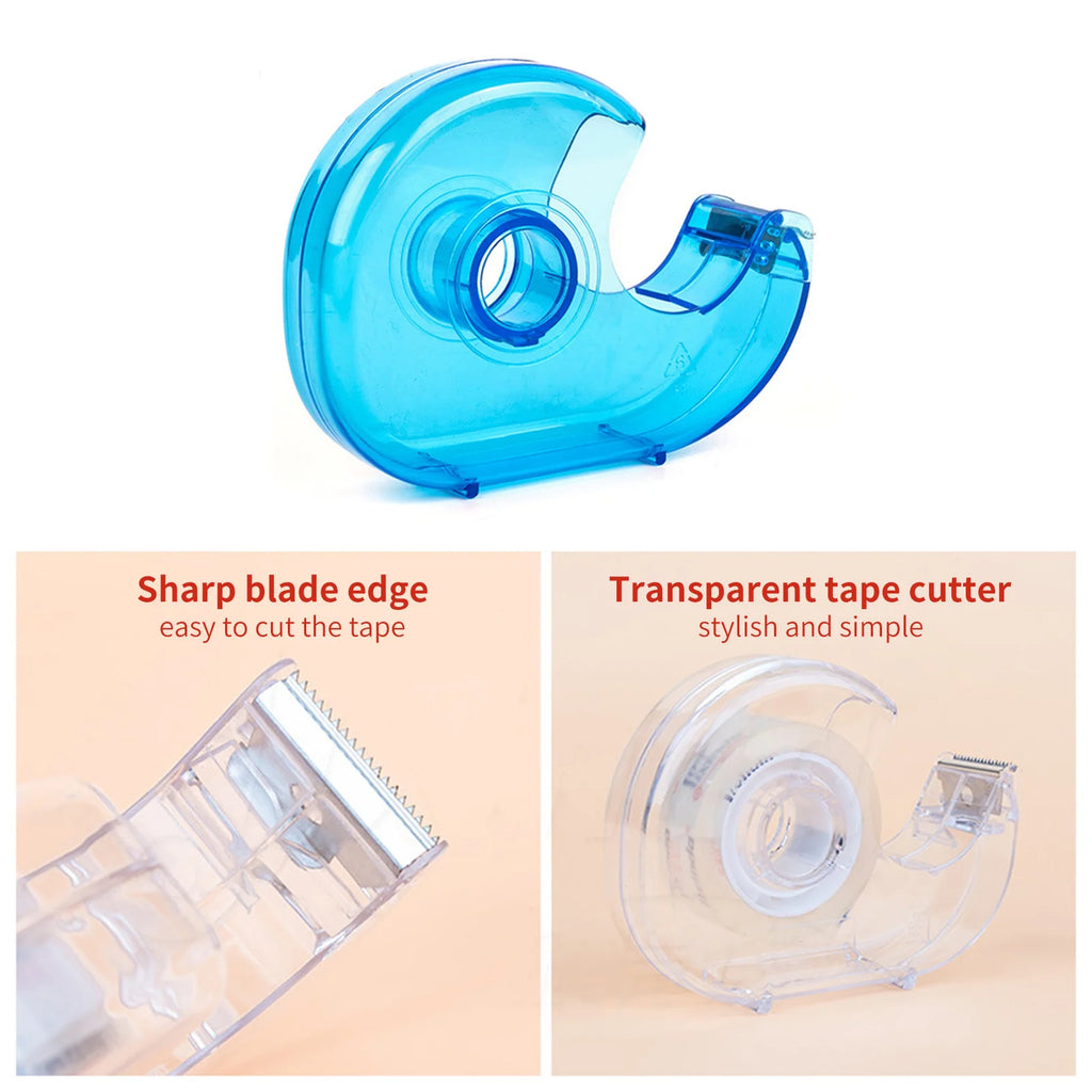 Transparent Desktop Tape Cutter Tape Hand Use Practical Plastic Adhesive Tape Dispenser Portable Lightweight for Office Home Oasis Select